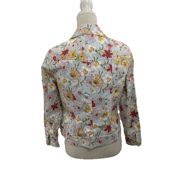 NWOT Coldwater Creek Denim Jacket Women’s 8P Pastel Floral Pockets Cotton - Picture 3 of 8